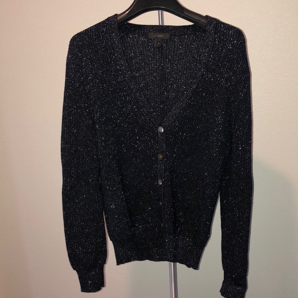 J.Crew Ribbed Metallic Cardigan Sweater